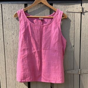 VTG Linen raspberry Pink Cotton Connection Tank. Loose, Boxy, and Airy